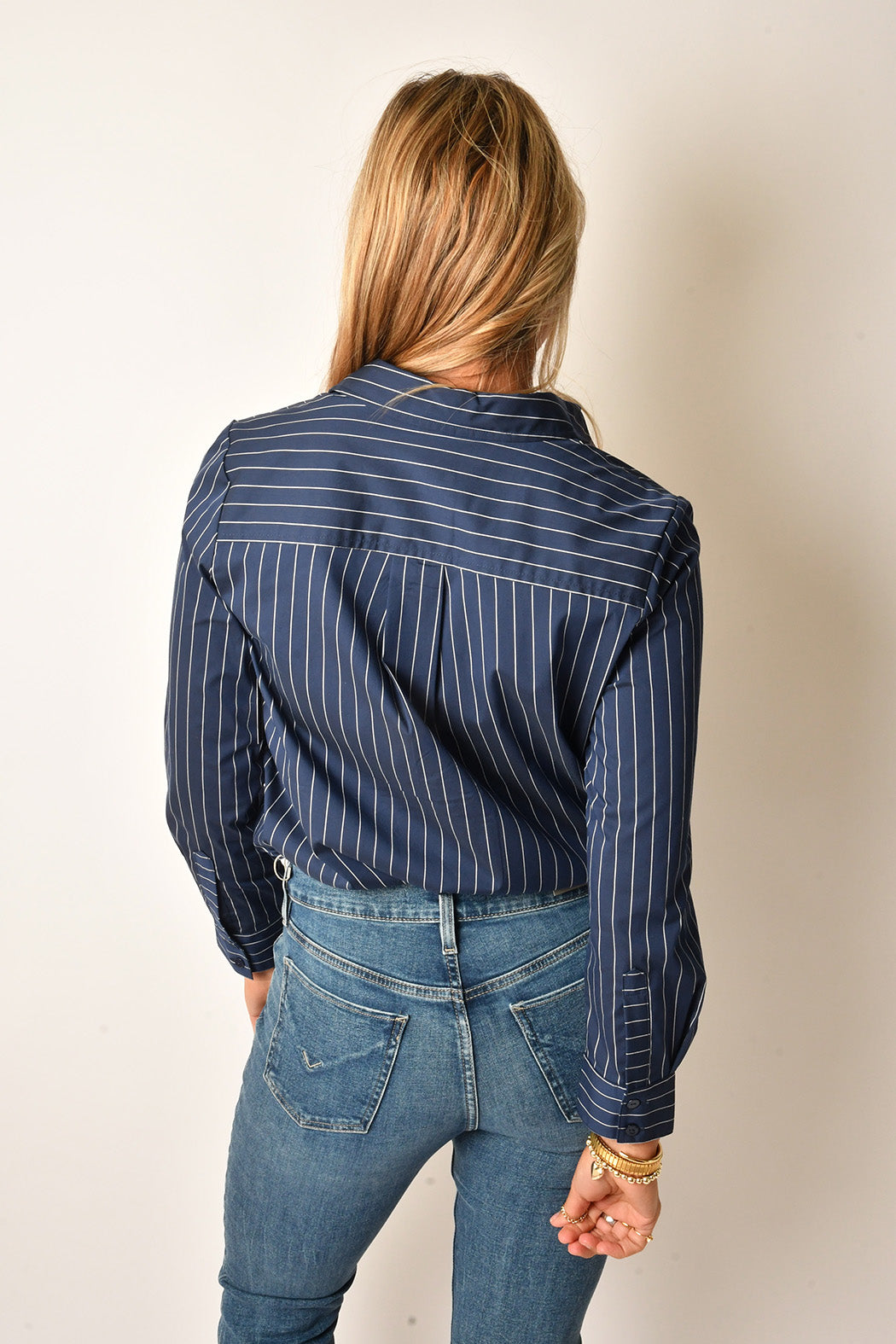 NAVY STRIPE BUTTON DOWN