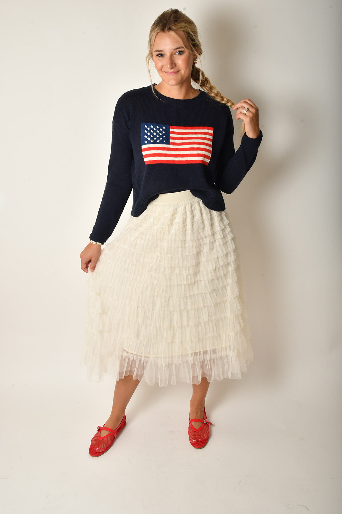 CHIFFON MESH TIERED SKIRT