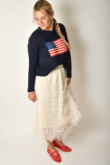 CHIFFON MESH TIERED SKIRT