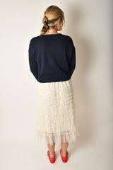 CHIFFON MESH TIERED SKIRT