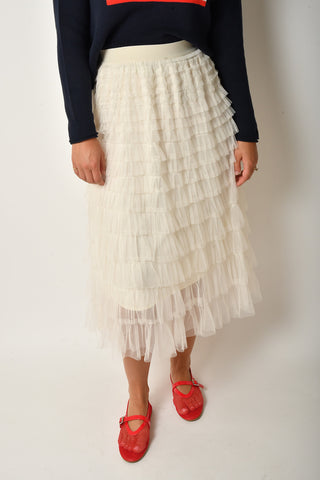 CHIFFON MESH TIERED SKIRT