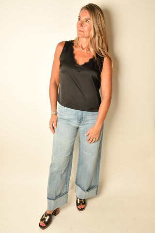 V-NECK LACE TRIM TANK