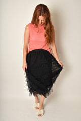 CHIFFON MESH TIERED SKIRT