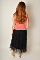 CHIFFON MESH TIERED SKIRT