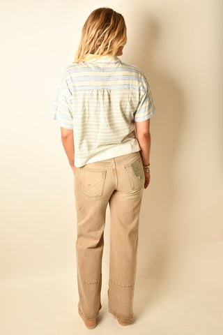 SUMMER BREEZE STRIPED V-NECK POLO