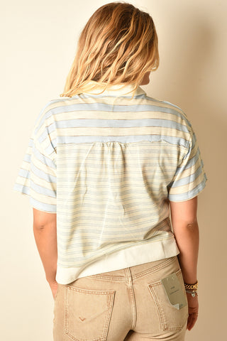SUMMER BREEZE STRIPED V-NECK POLO