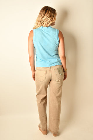 SLUB COTTON V-NECK TANK