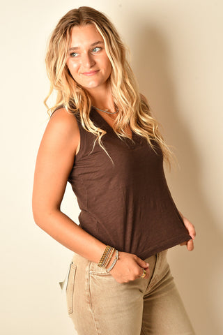 SLUB COTTON V-NECK TANK