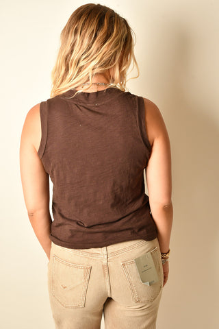 SLUB COTTON V-NECK TANK