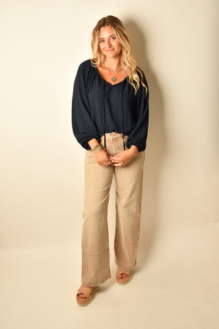 FREE SPIRIT TIE-NECK BLOUSE