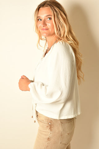 FREE SPIRIT TIE-NECK BLOUSE