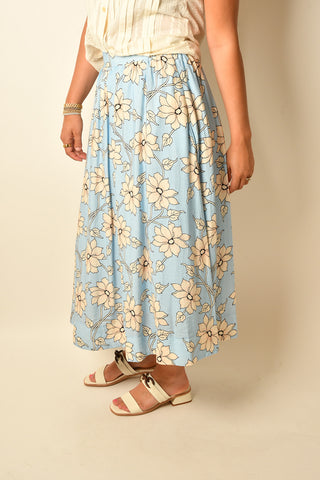 SKY BLUE FLORAL SKIRT