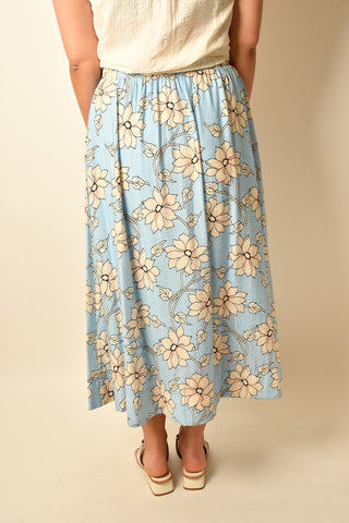 SKY BLUE FLORAL SKIRT