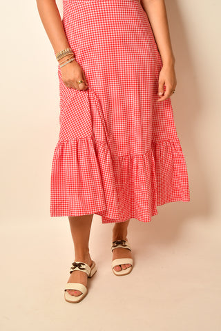 BOW GINGHAM MIDI DRESS