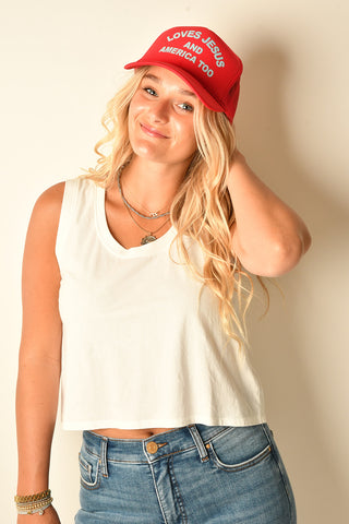 "LOVES JESUS & AMERICA TOO" HAT
