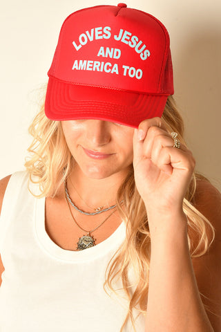 "LOVES JESUS & AMERICA TOO" HAT