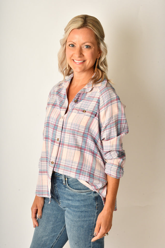 BEST TIME PLAID BUTTON DOWN