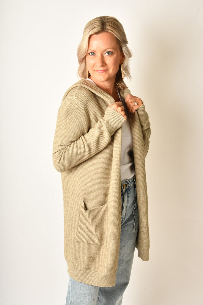 RIBBED OPEN CARDI - 3 COLORS