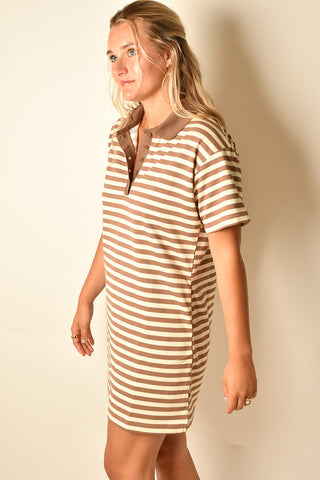 PREPPY STRIPED POLO MINI DRESS