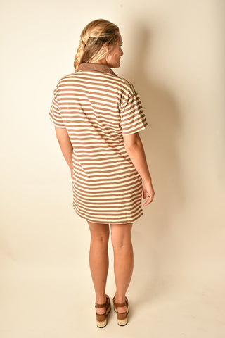 PREPPY STRIPED POLO MINI DRESS