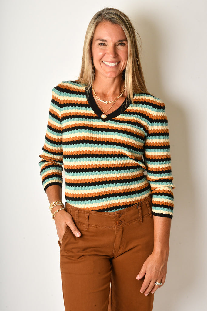 MISSONI STRIPE V-NECK SWEATER