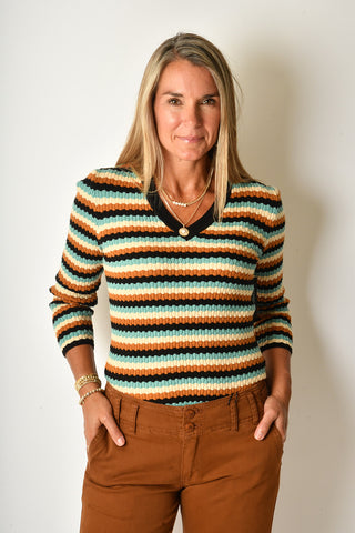 MISSONI STRIPE V-NECK SWEATER