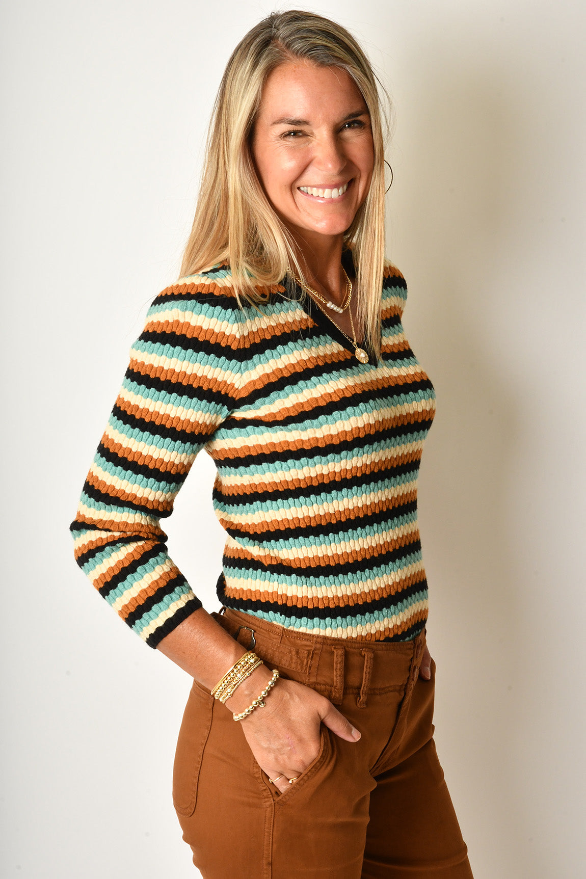 MISSONI STRIPE V-NECK SWEATER