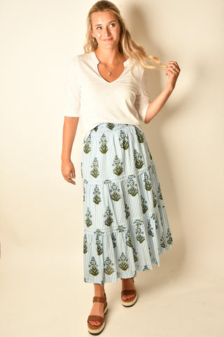 STRIPE FLORAL SKIRT