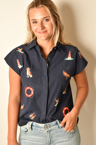 MARINA EMBROIDERED SAILING BLOUSE