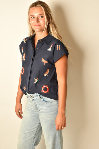 MARINA EMBROIDERED SAILING BLOUSE