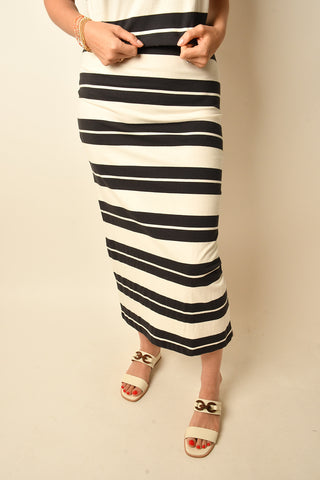 GAIL JERSEY STRIPED MIDI SKIRT