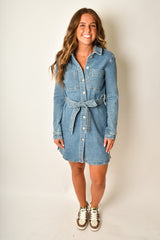 DENIM UTILITY SHIRT DRES