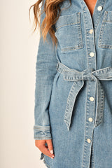 DENIM UTILITY SHIRT DRES