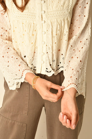EVERLY SCALLOPED EYELET BLOUSE
