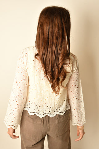 EVERLY SCALLOPED EYELET BLOUSE