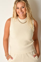 TEXT STITCH SWEATER TANK