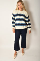 FRANKIE STRIPE CABLE SWEATER