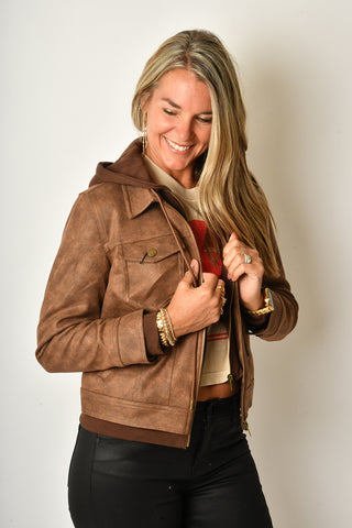 ZIP UP TRUCKER JACKET HOOD