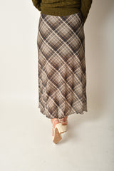 PLAID MESH MIDI SKIRT