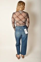 PLAID MESH CREWNECK