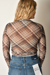 PLAID MESH CREWNECK