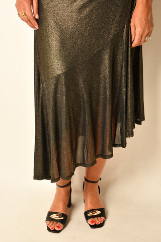 ASYM FOIL MESH DRESS