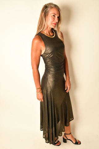 ASYM FOIL MESH DRESS