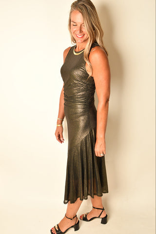 ASYM FOIL MESH DRESS