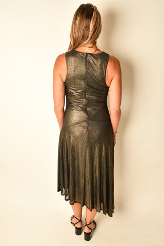 ASYM FOIL MESH DRESS