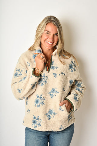 EMBROIDERED FLEECE PULLOVER