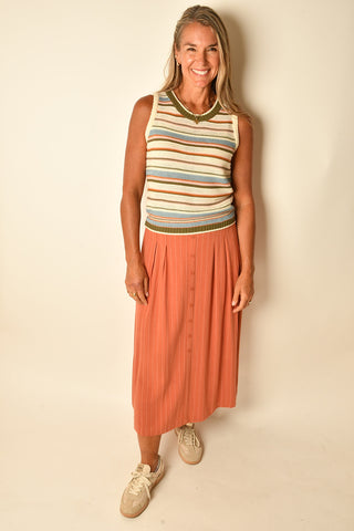 SUGARLOAF STRIPE MIDI SKIRT