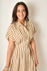 STRIPE BUTTON UP MAXI DRESS