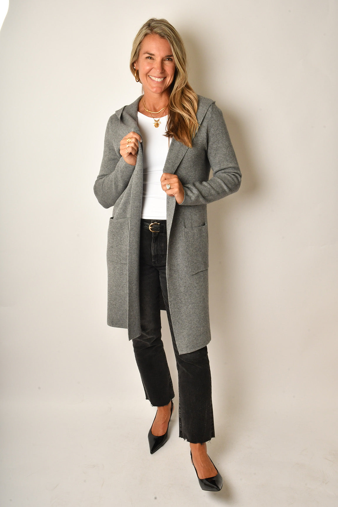 OPEN LONG HOOD CARDIGAN