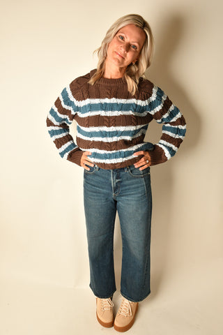 CHOCOLATE & BLUE STRIPED SWEATER
